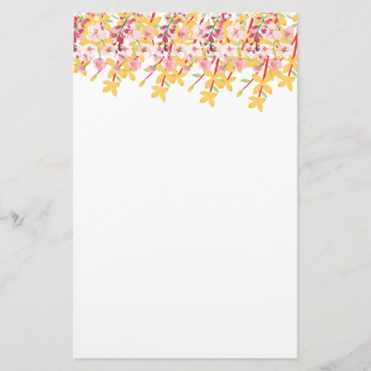 Delicate Garden Floral Monogram Stationery Paper Briefpapier (Voorkant)