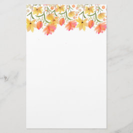 Delicate Garden Floral Monogram Stationery Paper Briefpapier