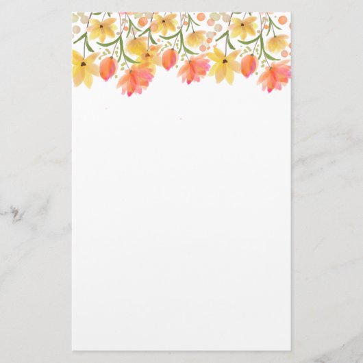 Delicate Garden Floral Monogram Stationery Paper Briefpapier (Voorkant)