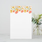 Delicate Garden Floral Monogram Stationery Paper Briefpapier (Staand voorkant)