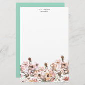 Delicate Garden Floral Monogram Stationery Paper Briefpapier (Voorkant / Achterkant)