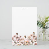 Delicate Garden Floral Monogram Stationery Paper Briefpapier (Staand voorkant)