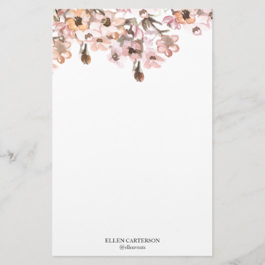 Delicate Garden Floral Monogram Stationery Paper Briefpapier (Voorkant)