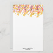 Delicate Garden Floral Monogram Stationery Paper Briefpapier (Voorkant / Achterkant)