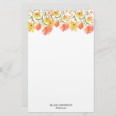 Delicate Garden Floral Monogram Stationery Paper Briefpapier (Voorkant / Achterkant)