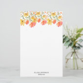 Delicate Garden Floral Monogram Stationery Paper Briefpapier (Staand voorkant)