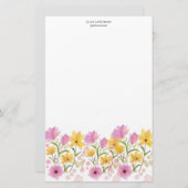 Delicate Garden Floral Monogram Stationery Paper Briefpapier (Voorkant / Achterkant)
