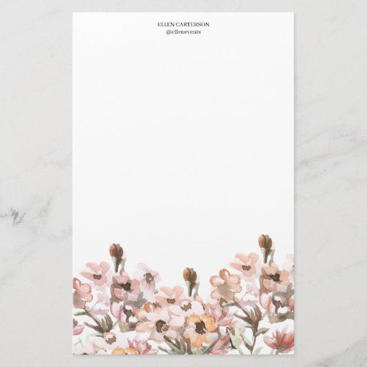 Delicate Garden Floral Monogram Stationery Paper Briefpapier (Voorkant)