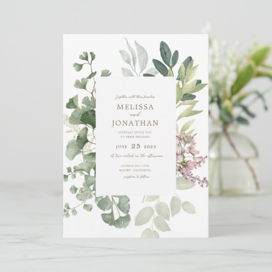 Delicate Garden Wedding Invitation Kaart (Staand voorkant)