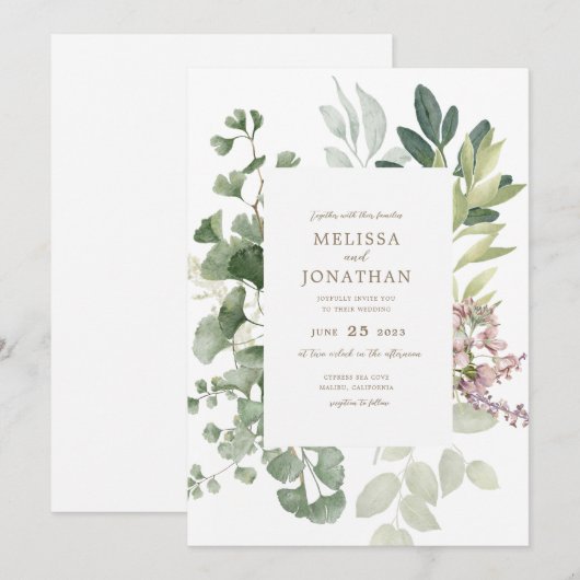 Delicate Garden Wedding Invitation Kaart (Voorkant / Achterkant)