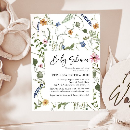 Delicate Garden Wildbloemen Boho Baby shower Kaart