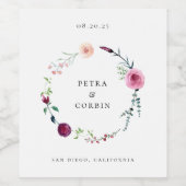 Delicate Garden Wreath Wedding Wijn Etiket (Enkel label)
