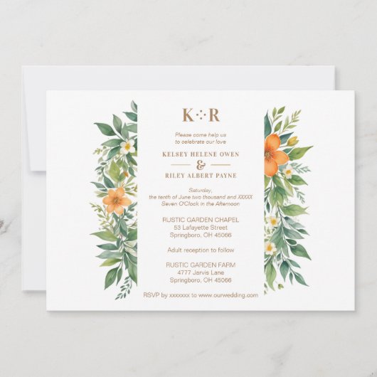 Delicate Garland Azahar Sinaasappel Bloesems & Gre Kaart (Voorkant)