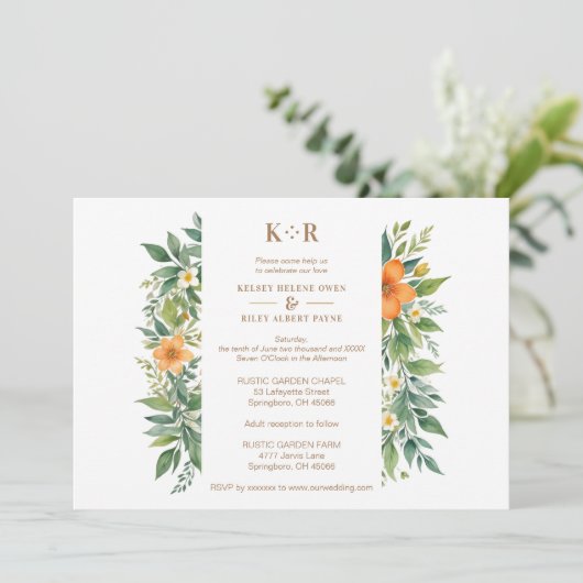 Delicate Garland Azahar Sinaasappel Bloesems & Gre Kaart (Staand voorkant)