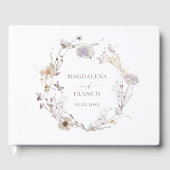 delicate gedroogde bloemen met een bruiloft gastenboek (Voorkant)