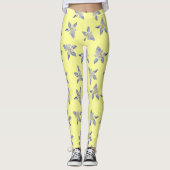 Delicate gele bloemblaadjes patroon leggings (Voorkant)