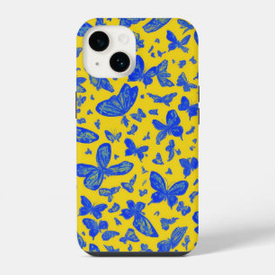 Delicate gele bloemen vlinders iPhone 14 hoesje