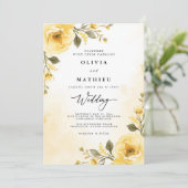 Delicate gele bloementuin bruiloft kaart (Staand voorkant)