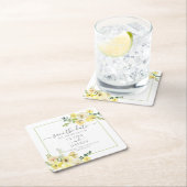 Delicate Gele Bloemige Salie Groene Save the Date Kartonnen Onderzetters (Insitu)