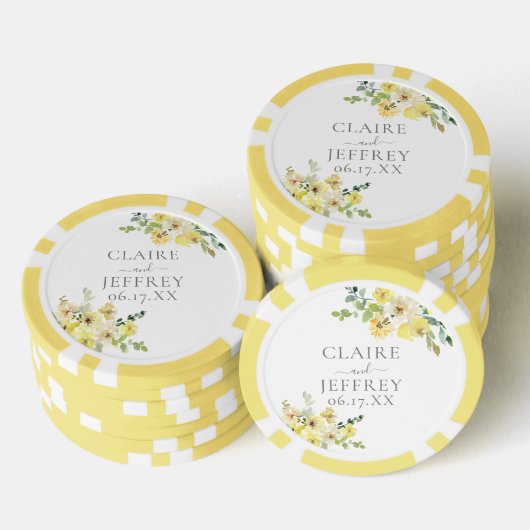 Delicate Gele Bloemige Salie Groene Zomer Bruiloft Poker Chips (Opstapeling)