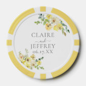 Delicate Gele Bloemige Salie Groene Zomer Bruiloft Poker Chips (Voorkant)