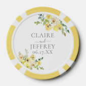 Delicate Gele Bloemige Salie Groene Zomer Bruiloft Poker Chips (Achterkant)