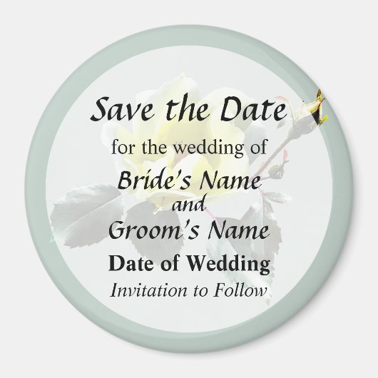 Delicate Gele Roos Save the Date Magneet (Voorkant)
