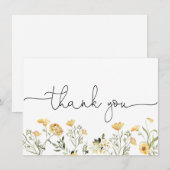 Delicate Gele Wilde Bloem Bedankkaart (Voorkant / Achterkant)
