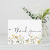 Delicate Gele Wilde Bloem Bedankkaart (Staand voorkant)