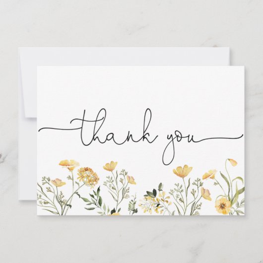 Delicate Gele Wilde Bloem Bedankkaart (Voorkant)