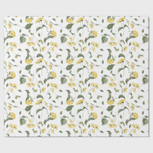 Delicate gele wilde bloemen cadeaupapier (Vlak)