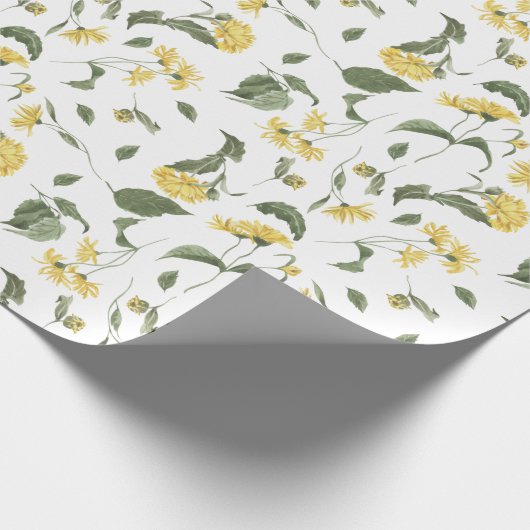 Delicate gele wilde bloemen cadeaupapier (Hoek)