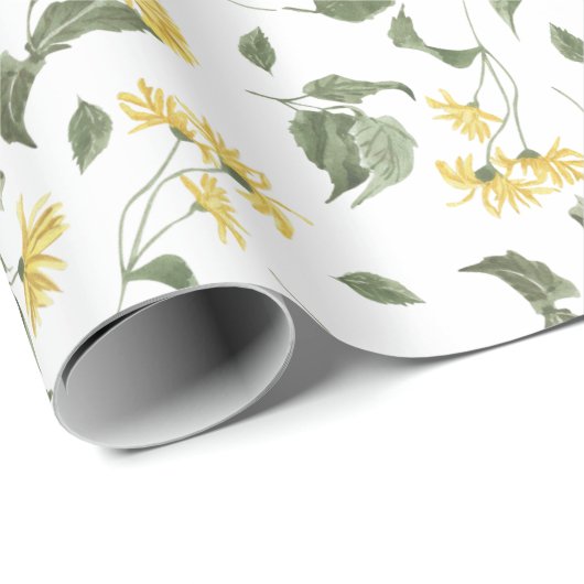 Delicate gele wilde bloemen cadeaupapier (Rol Hoek)