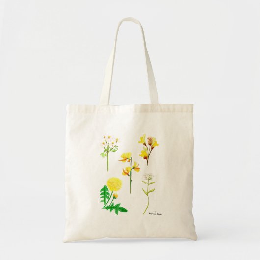 Delicate gele wilde bloemen in aquarel 1 kant. tote bag (Voorkant)