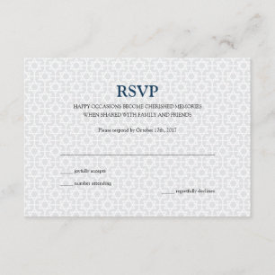 Delicate gepatterde Bar Mitzvah RSVP-kaart RSVP Kaartje