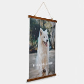 Delicate Gepersonaliseerd Kat of Dog Foto en naam Hangend Wandkleed (Gebogen)