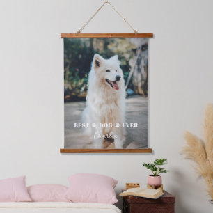 Delicate Gepersonaliseerd Kat of Dog Foto en naam Hangend Wandkleed