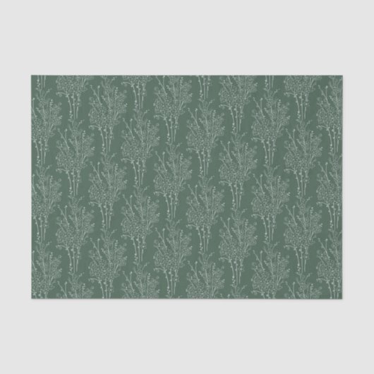 Delicate Gestrooide Bloemensilhouet | Diep Bos Tissuepapier (Voorkant)