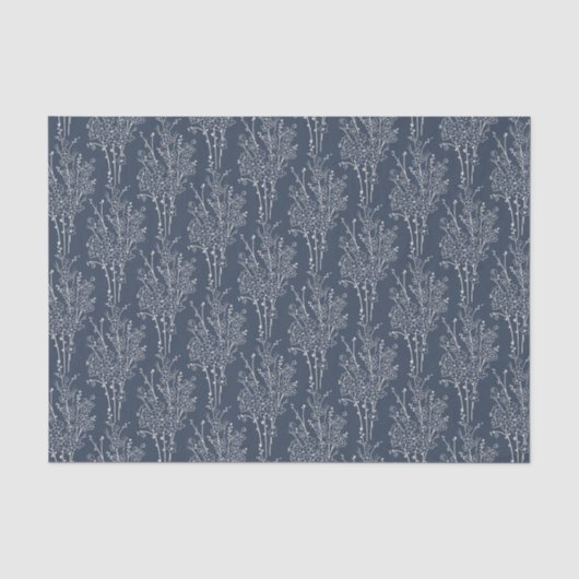 Delicate gestrooide bloemensilhouet | Inktnavy Tissuepapier (Voorkant)