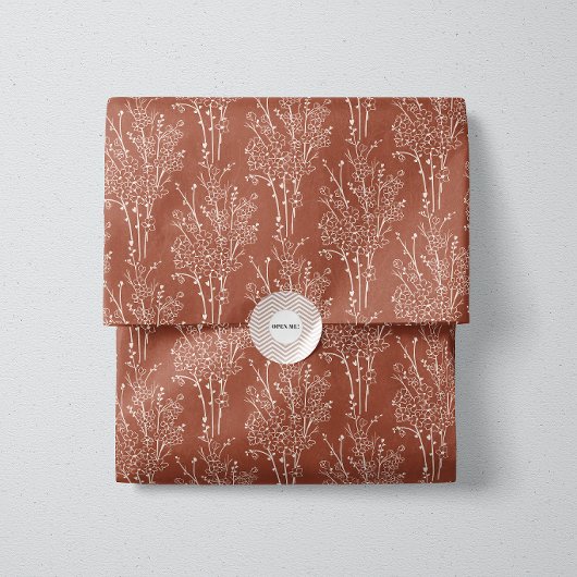 Delicate Gestrooide Bloemensilhouet | Roestige Sie Tissuepapier
