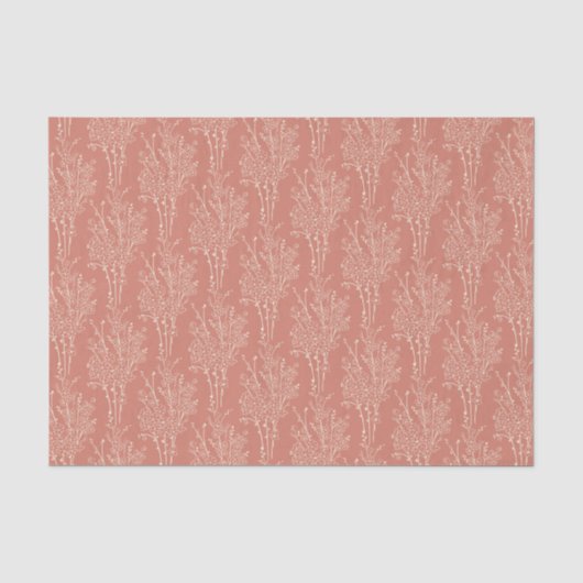 Delicate Gestrooide Bloemensilhouet | Terracotta Tissuepapier (Voorkant)