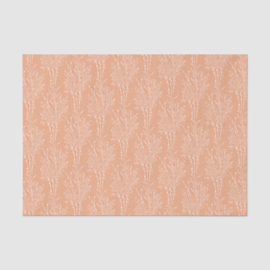 Delicate Gestrooide Bloemensilhouet | Zachte Abrik Tissuepapier (Voorkant)