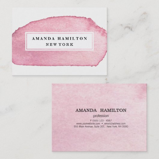 Delicate Girly Pink Waterverf wash professional Visitekaartje (Voorkant / Achterkant)