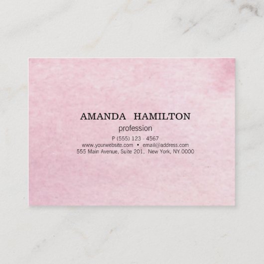 Delicate Girly Pink Waterverf wash professional Visitekaartje (Achterkant)