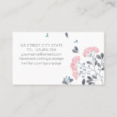 Delicate girly roze grijs waterverf bloemen schoon visitekaartje (Achterkant)