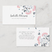 Delicate girly roze grijs waterverf bloemen schoon visitekaartje (Voorkant / Achterkant)