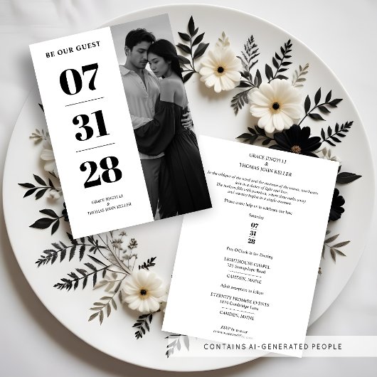 Delicate Glam Black & White Enchanting Minimal Kaart