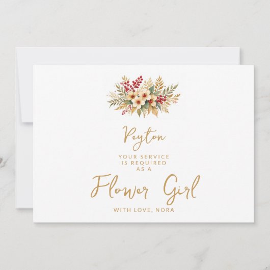 Delicate Glam Christmas Floral Gold Bloemenmeisje (Voorkant)