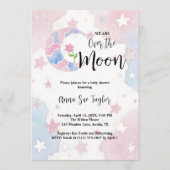 Delicate Glitter Crescent Moon Blue Baby Shower Kaart (Voorkant)