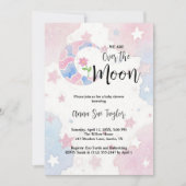 Delicate Glitter Crescent Moon Pink Baby Shower Kaart (Voorkant)
